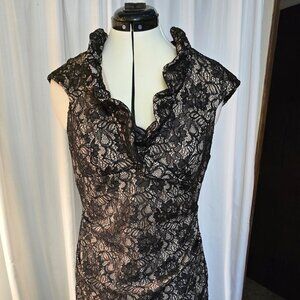 Gorgeous and Sexy Black Lace Xcape Dress, Size 12